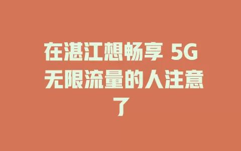 在湛江想畅享 5G 无限流量的人注意了
