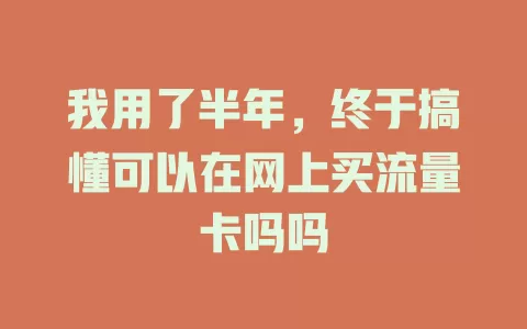 我用了半年，终于搞懂可以在网上买流量卡吗吗