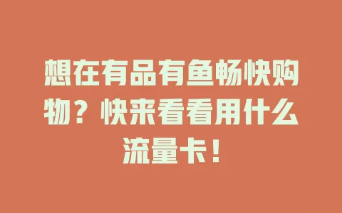 想在有品有鱼畅快购物？快来看看用什么流量卡！