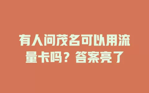有人问茂名可以用流量卡吗？答案亮了