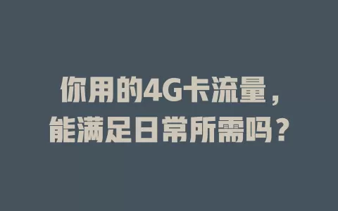 你用的4G卡流量，能满足日常所需吗？