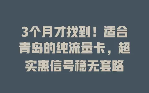 3个月才找到！适合青岛的纯流量卡，超实惠信号稳无套路