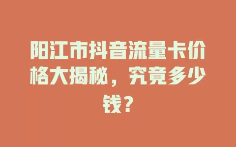 阳江市抖音流量卡价格大揭秘，究竟多少钱？