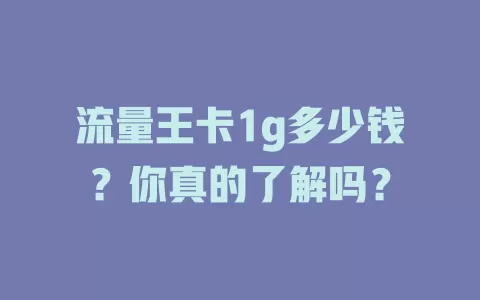 流量王卡1g多少钱？你真的了解吗？
