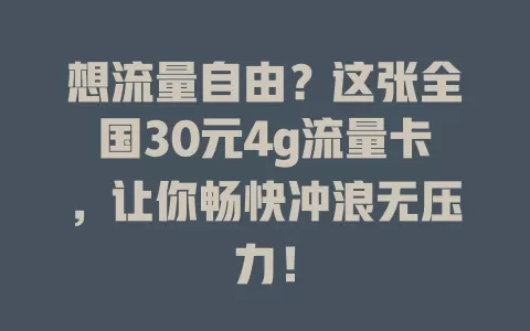 想流量自由？这张全国30元4g流量卡，让你畅快冲浪无压力！