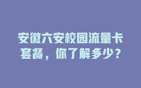 安徽六安校园流量卡套餐，你了解多少？