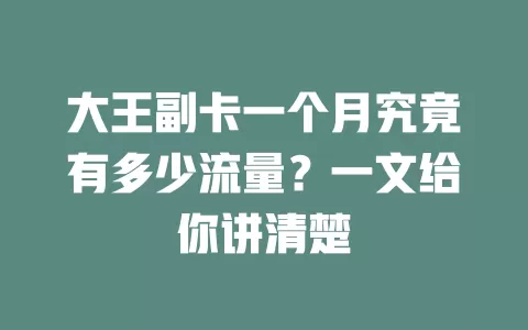 大王副卡一个月究竟有多少流量？一文给你讲清楚