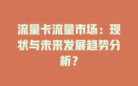 流量卡流量市场：现状与未来发展趋势分析？