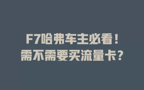 F7哈弗车主必看！需不需要买流量卡？