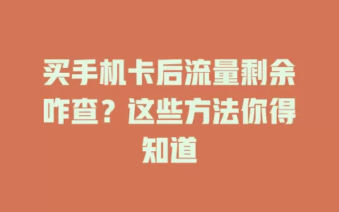 买手机卡后流量剩余咋查？这些方法你得知道