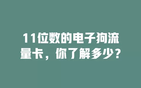 11位数的电子狗流量卡，你了解多少？