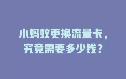 小蚂蚁更换流量卡，究竟需要多少钱？