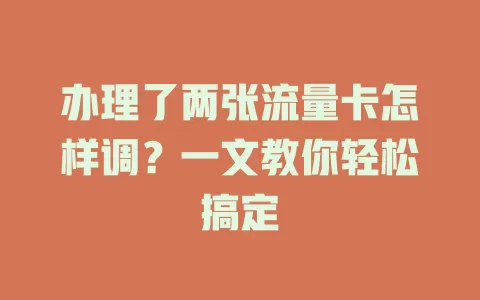 办理了两张流量卡怎样调？一文教你轻松搞定