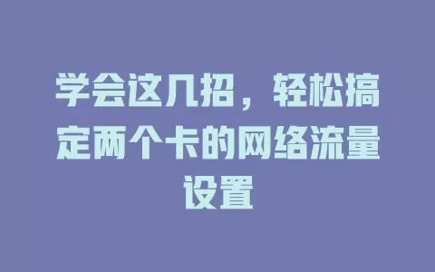 学会这几招，轻松搞定两个卡的网络流量设置