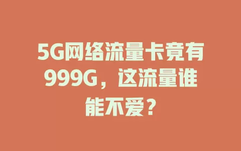 5G网络流量卡竟有999G，这流量谁能不爱？