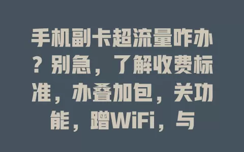 手机副卡超流量咋办？别急，了解收费标准，办叠加包，关功能，蹭WiFi，与运营商沟通，轻松应对