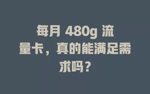 每月 480g 流量卡，真的能满足需求吗？
