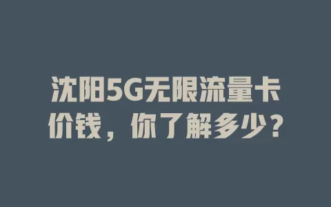 沈阳5G无限流量卡价钱，你了解多少？