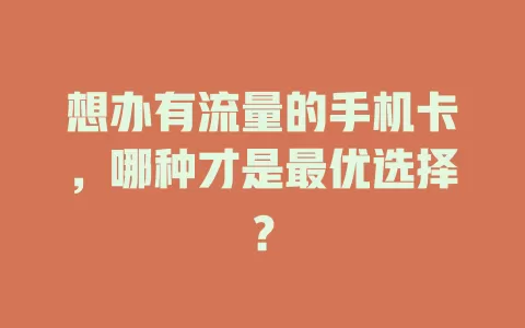 想办有流量的手机卡，哪种才是最优选择？