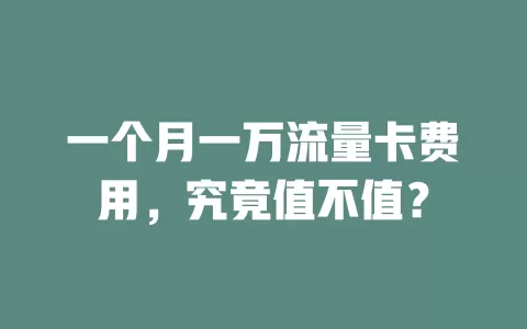一个月一万流量卡费用，究竟值不值？