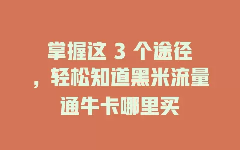 掌握这 3 个途径，轻松知道黑米流量通牛卡哪里买