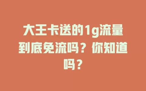 大王卡送的1g流量到底免流吗？你知道吗？