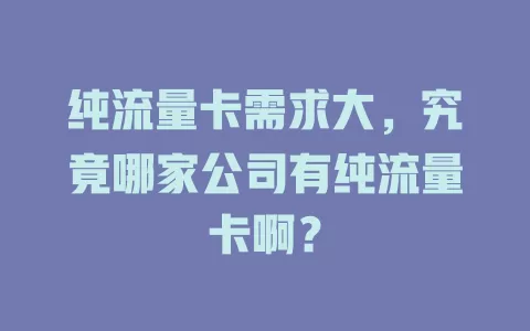 纯流量卡需求大，究竟哪家公司有纯流量卡啊？