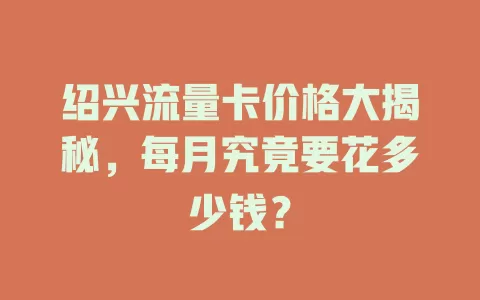绍兴流量卡价格大揭秘，每月究竟要花多少钱？