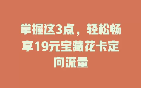 掌握这3点，轻松畅享19元宝藏花卡定向流量