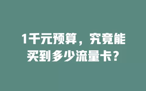 1千元预算，究竟能买到多少流量卡？