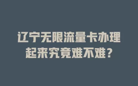辽宁无限流量卡办理起来究竟难不难？