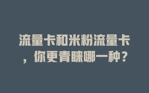 流量卡和米粉流量卡，你更青睐哪一种？