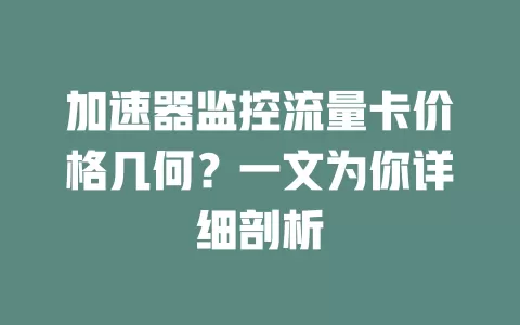加速器监控流量卡价格几何？一文为你详细剖析