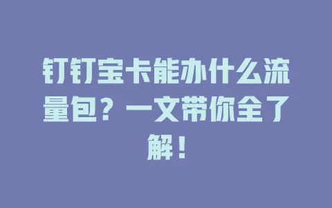 钉钉宝卡能办什么流量包？一文带你全了解！