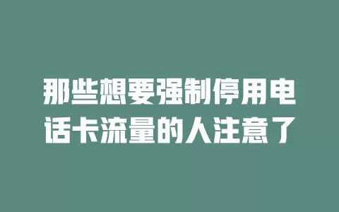那些想要强制停用电话卡流量的人注意了
