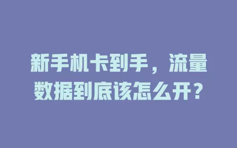 新手机卡到手，流量数据到底该怎么开？