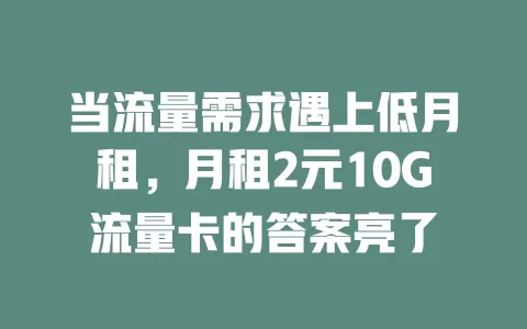 当流量需求遇上低月租，月租2元10G流量卡的答案亮了