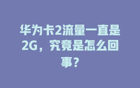 华为卡2流量一直是2G，究竟是怎么回事？