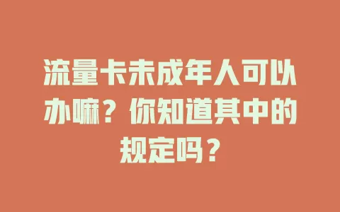 流量卡未成年人可以办嘛？你知道其中的规定吗？