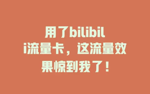 用了bilibili流量卡，这流量效果惊到我了！