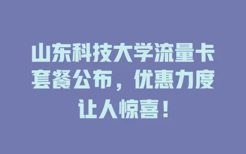 山东科技大学流量卡套餐公布，优惠力度让人惊喜！