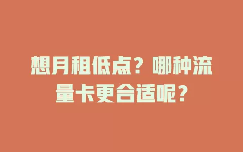 想月租低点？哪种流量卡更合适呢？