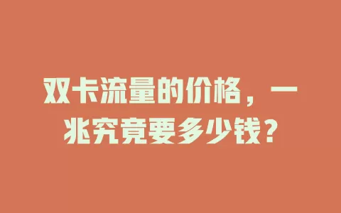 双卡流量的价格，一兆究竟要多少钱？