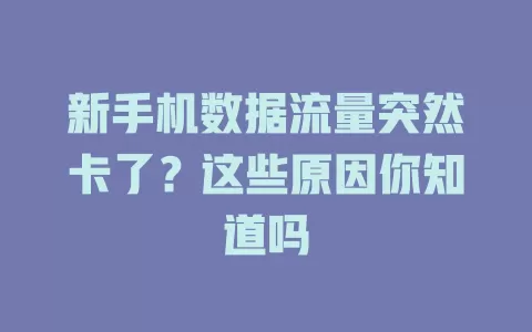 新手机数据流量突然卡了？这些原因你知道吗
