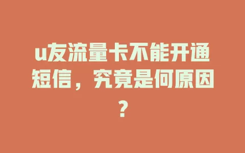 u友流量卡不能开通短信，究竟是何原因？