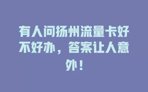 有人问扬州流量卡好不好办，答案让人意外！