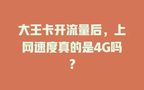 大王卡开流量后，上网速度真的是4G吗？