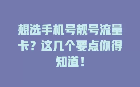 想选手机号靓号流量卡？这几个要点你得知道！