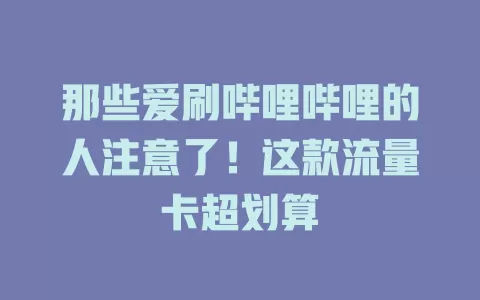 那些爱刷哔哩哔哩的人注意了！这款流量卡超划算