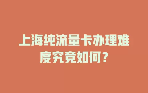 上海纯流量卡办理难度究竟如何？